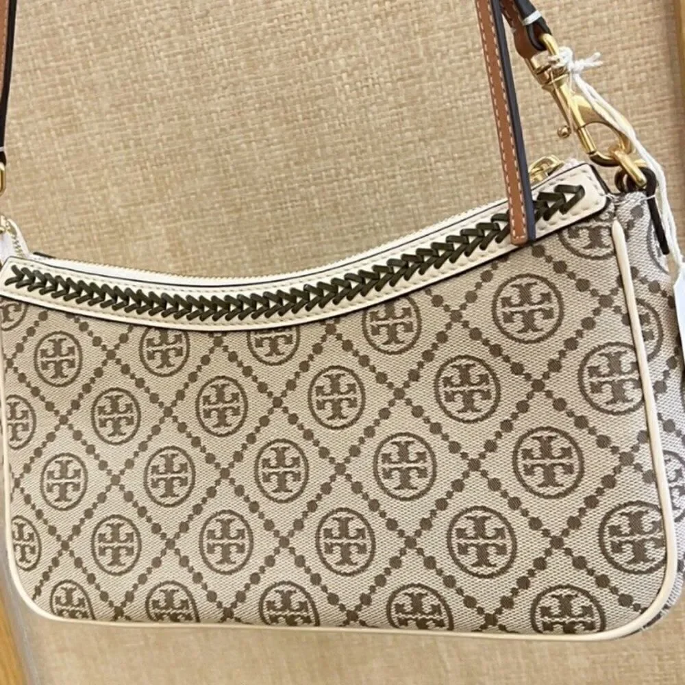 NWT TORY BURCH  T Monogram Braided Floral Studio Shoulder Bag new with tag